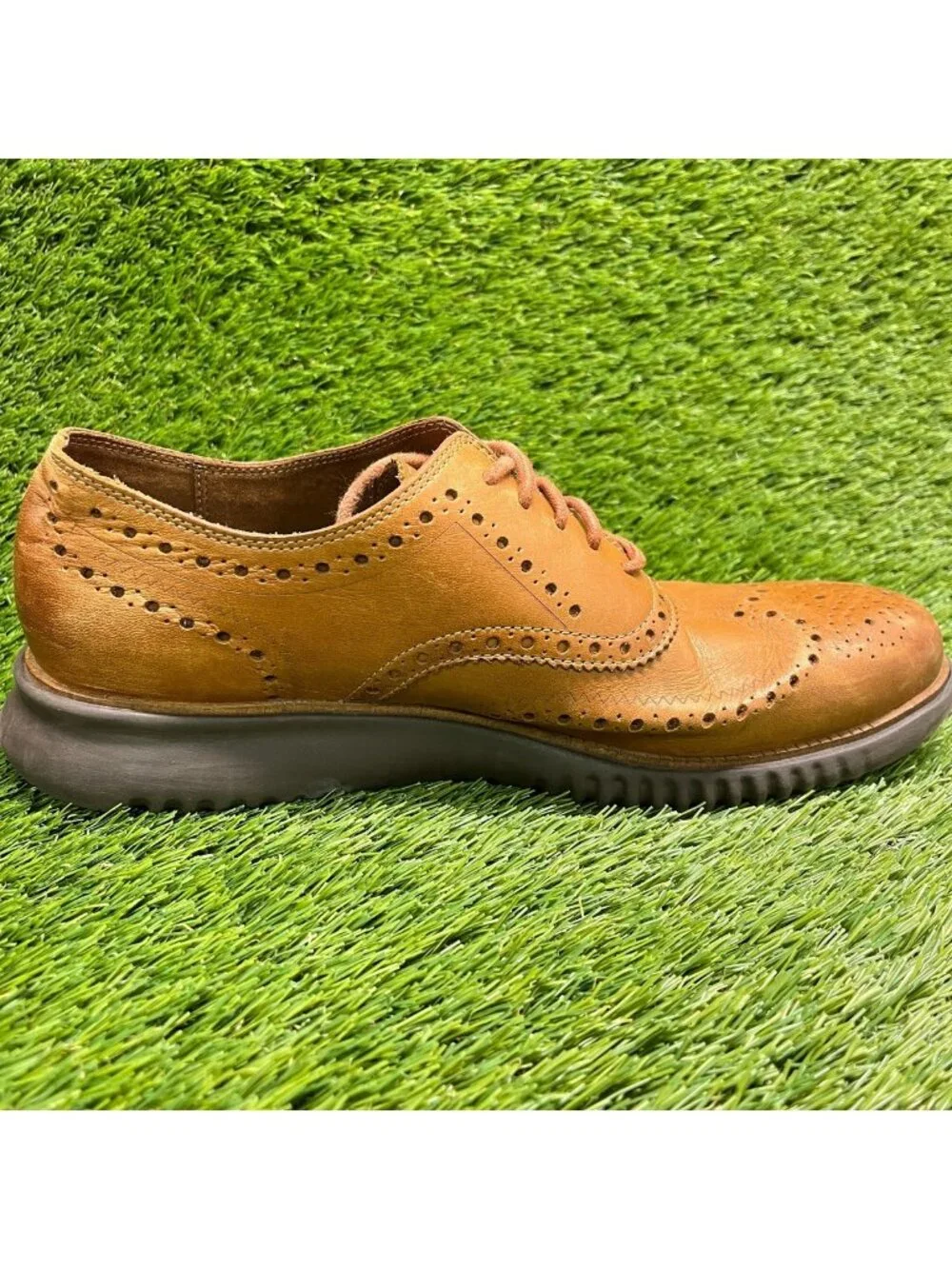 Cole Haan Zerogrand Mens Size 10 Brown Casual Leather Wingtip Oxford Dress Shoes